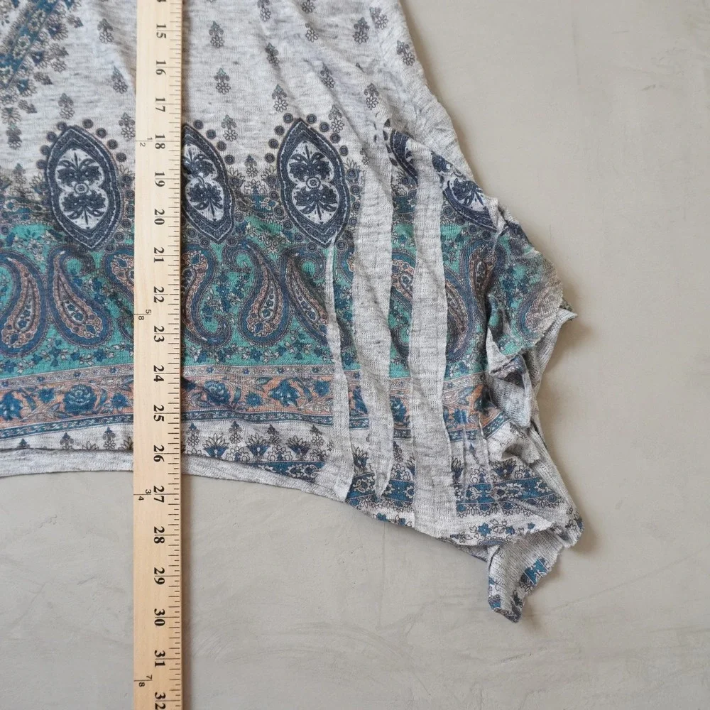 Altard State Womens Gray Paisley Print Sharkbite Hem Tunic Top Boho Blue Large - Picture 5 of 6